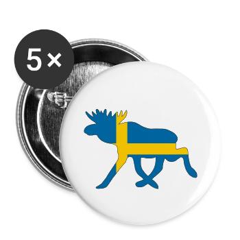 Suède / Elche Drapeau - Cadeau pour les vacances - Lot de 5 petits badges (25 mm) - blanc - Devant