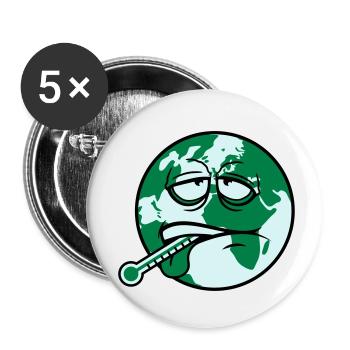 virus de la terre virus bactéries thermomètre l'humanité - Lot de 5 petits badges (25 mm) - blanc - Devant