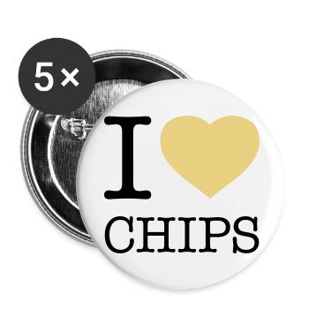 I LOVE CHIPS - Lot de 5 petits badges (25 mm) - blanc - Devant