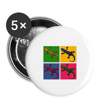 lézard - Lot de 5 petits badges (25 mm) - blanc - Devant