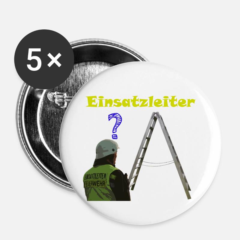Einsatzleiter Feuerwehr - Buttons klein 25 mm (5er Pack) - Weiß