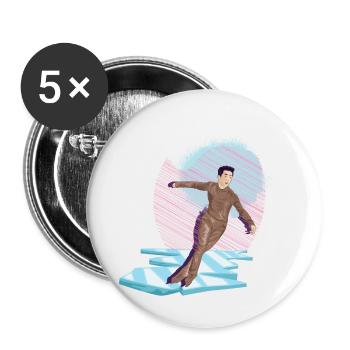 Schlittschuhlaufen Eiskunstlauf Eiskunstläufer Eis - Buttons klein 25 mm (5er Pack) - Weiß - Vorne
