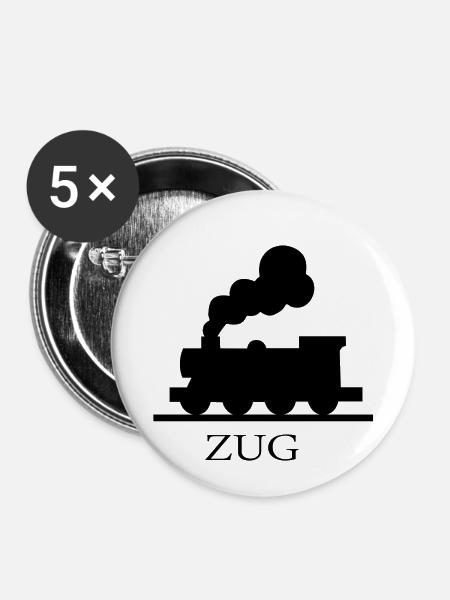 Zug - Buttons klein 25 mm (5er Pack) - Weiß