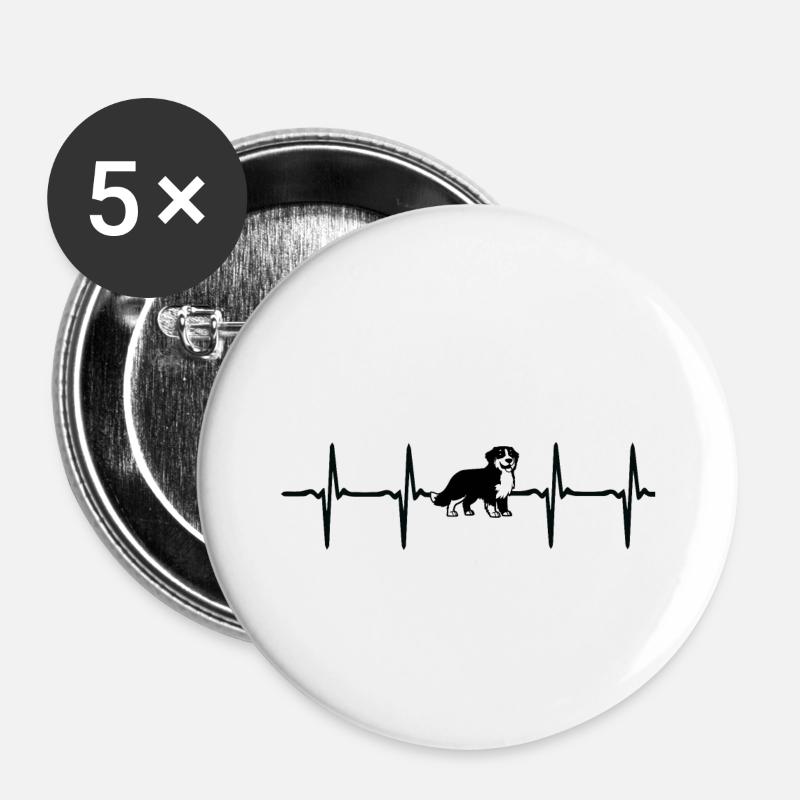 Bernese Mountain Dog pulse heartbeat gift idea - Buttons small 1''/25 mm (5-pack) - white