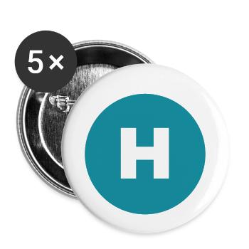 Buchstabe - H - Buttons klein 25 mm (5er Pack) - Weiß - Vorne