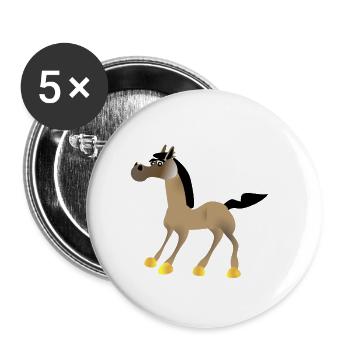 Pferd 01 - Buttons klein 25 mm (5er Pack) - Weiß - Vorne