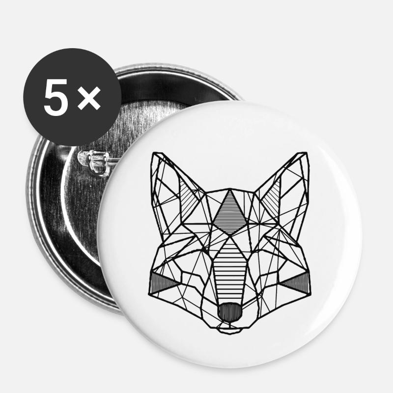 Origami wolf - Buttons small 1''/25 mm (5-pack) - white