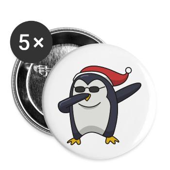 Penguin Dabbing Christmas Gift Hip Hop Cool - Buttons small 1''/25 mm (5-pack) - white - Front