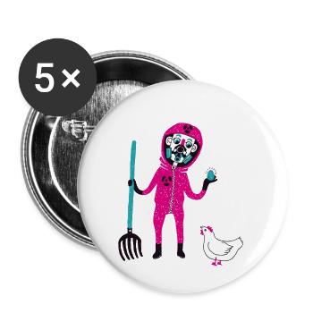 Atom Farmer - Lot de 5 petits badges (25 mm) - blanc - Devant