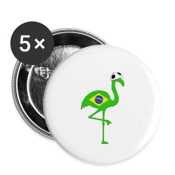 Football Flamingo BRASIL - Buttons small 1''/25 mm (5-pack) - white - Front