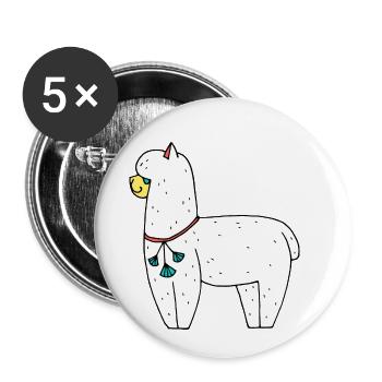 alpaga - Lot de 5 petits badges (25 mm) - blanc - Devant