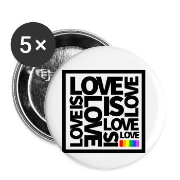 Love is Love LGBT Gay Pride - Buttons small 1''/25 mm (5-pack) - white - Front