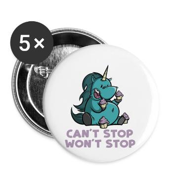Can not Stop Will not Stop - Unicorn - Unicorn - Buttons small 1''/25 mm (5-pack) - white - Front