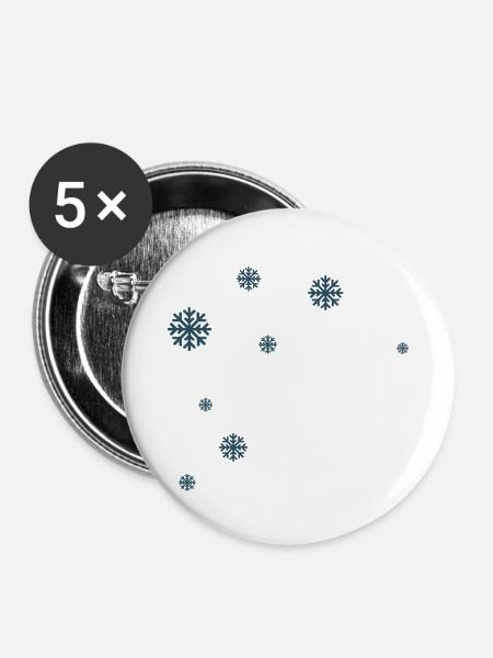 Schneeflocken - Buttons klein 25 mm (5er Pack) - Weiß