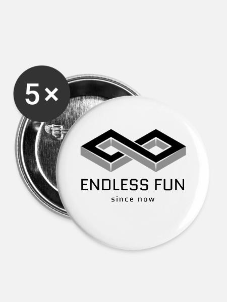 Endloser Spaß fun - Buttons klein 25 mm (5er Pack) - Weiß