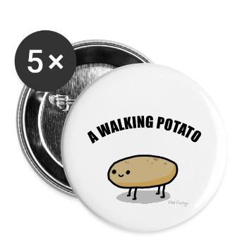A Walking Potato - Buttons small 1''/25 mm (5-pack) - white - Front