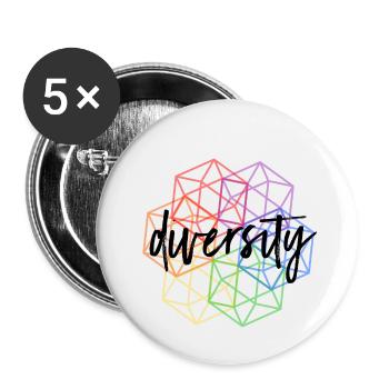 Diversity LGBT Gay Pride - Buttons small 1''/25 mm (5-pack) - white - Front