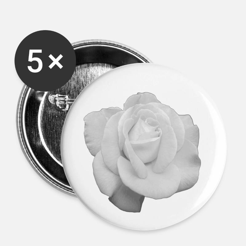 White Rose - Buttons small 1''/25 mm (5-pack) - white