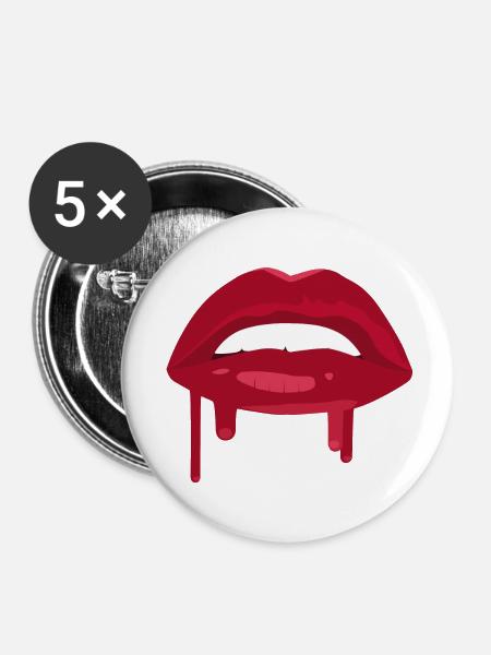 Juicy Lips Rot - Buttons klein 25 mm (5er Pack) - Weiß