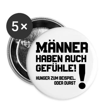 Männer haben auch Gefühle! Spruch - Buttons klein 25 mm (5er Pack) - Weiß - Vorne