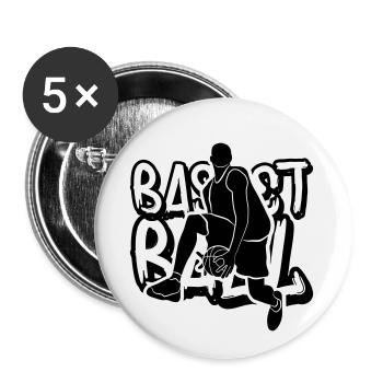 BASKETBALL TAG H - Lot de 5 petits badges (25 mm) - blanc - Devant