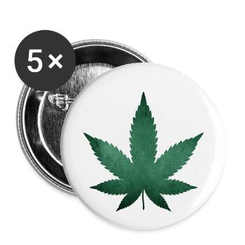WEED HANFBLATT - Buttons small 1''/25 mm (5-pack) - white - Front