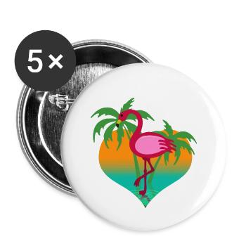 Flamingo in the water - Buttons small 1''/25 mm (5-pack) - white - Front