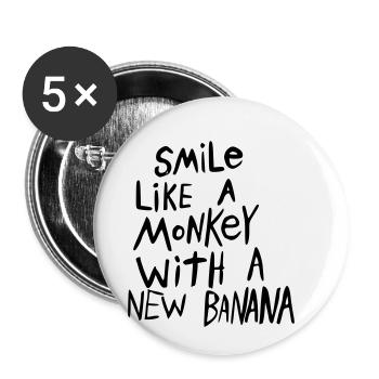 smile like a monkey with a new banana - Buttons small 1''/25 mm (5-pack) - white - Front