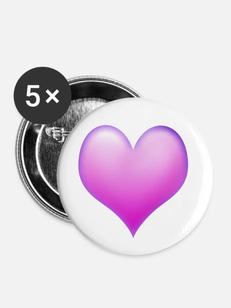 Pink heart - Buttons small 1''/25 mm (5-pack) - white