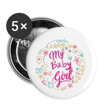 pregnant baby child born birth gift idea - Buttons small 1''/25 mm (5-pack) - white - Front