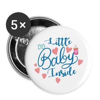 pregnant baby child born birth gift idea - Buttons small 1''/25 mm (5-pack) - white - Front