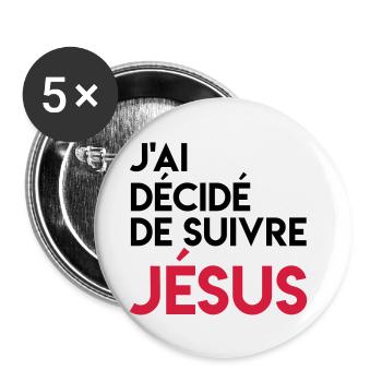J'ai décidé de suivre Jésus - Lot de 5 petits badges (25 mm) - blanc - Devant