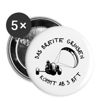 Kitebuggy und das breite Grinsen - Buttons klein 25 mm (5er Pack) - Weiß - Vorne