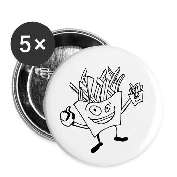 Food fries - Buttons small 1''/25 mm (5-pack) - white - Front