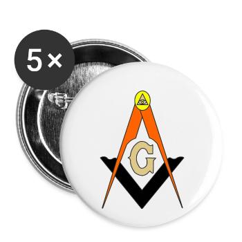 Freimaurer-Kompass - Buttons klein 25 mm (5er Pack) - Weiß - Vorne