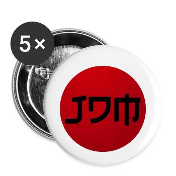 JDM Japan Tokyo Rote Sonne - Buttons klein 25 mm (5er Pack) - Weiß - Vorne