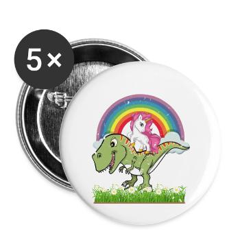 LUSTIGES BABY SHIRT | KIND DINOSAURIER EINHORN - Buttons klein 25 mm (5er Pack) - Weiß - Vorne