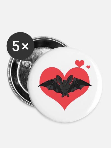 bat - Buttons small 1''/25 mm (5-pack) - white