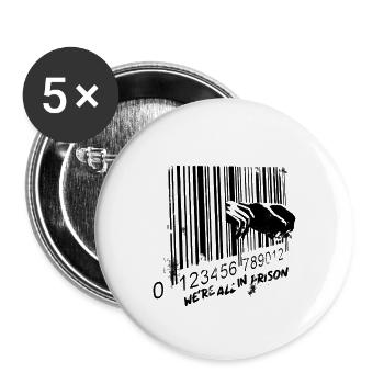 We are all in Prison Graffiti - Barcode Graffiti - Buttons klein 25 mm (5er Pack) - Weiß - Vorne