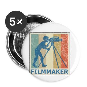 Rétro vintage style caméra caméra film - Lot de 5 petits badges (25 mm) - blanc - Devant