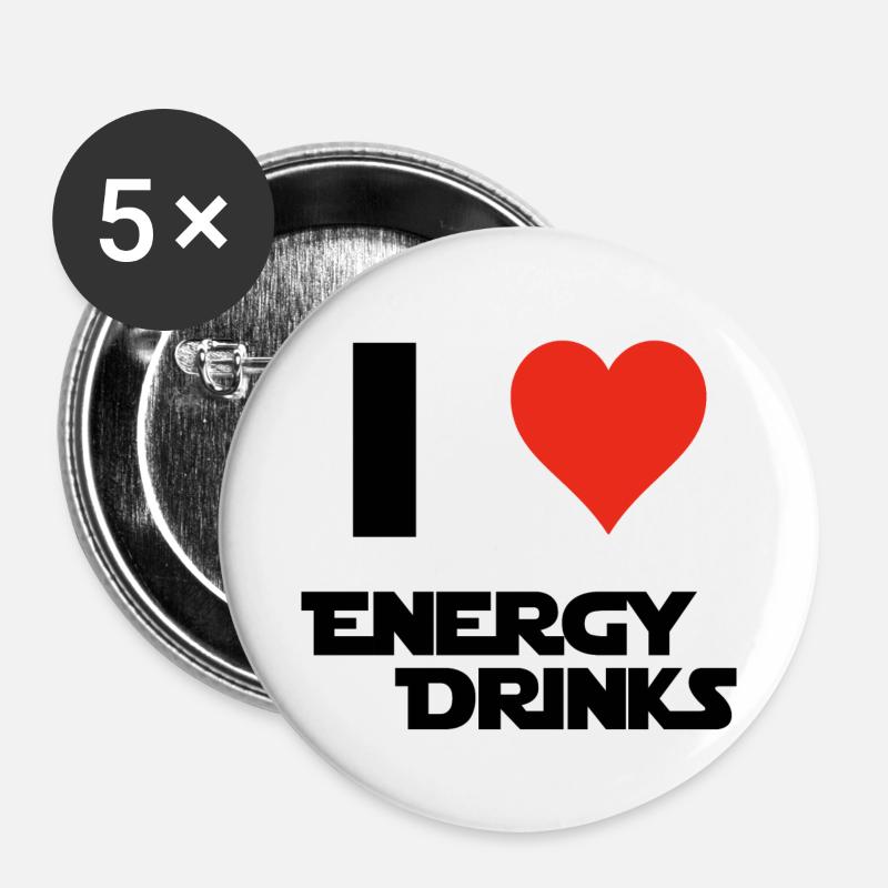 I Love Energy Drinks - Gift Idea - Buttons small 1''/25 mm (5-pack) - white