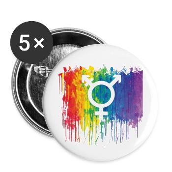 Transgender symbol Rainbow - Buttons small 1''/25 mm (5-pack) - white - Front
