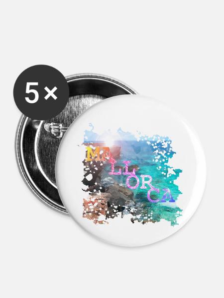Mallorca - Buttons klein 25 mm (5er Pack) - Weiß