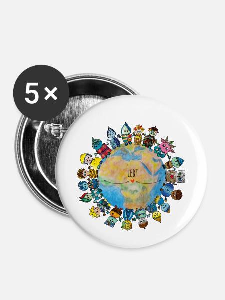 <3 Wir gehören alle zusammen <3 Friedens Rebellen - Buttons klein 25 mm (5er Pack) - Weiß