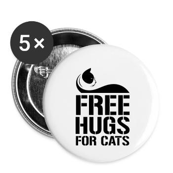 Cat Tshirt Cats love pets Cat - Buttons small 1''/25 mm (5-pack) - white - Front