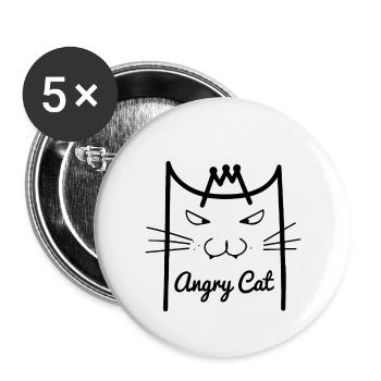 Angry Cat Shirt - Buttons small 1''/25 mm (5-pack) - white - Front