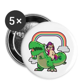 Unicorn loves T Rex - Buttons small 1''/25 mm (5-pack) - white - Front