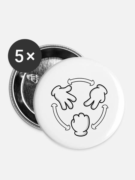 Rock Paper Scissor - Gift Scissors Stone Paper - Buttons small 1''/25 mm (5-pack) - white