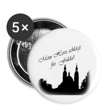 My heart beats for Fulda - Buttons small 1''/25 mm (5-pack) - white - Front