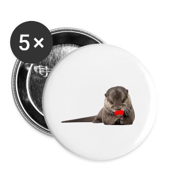 Loutre amour idée cadeau - Lot de 5 petits badges (25 mm) - blanc - Devant